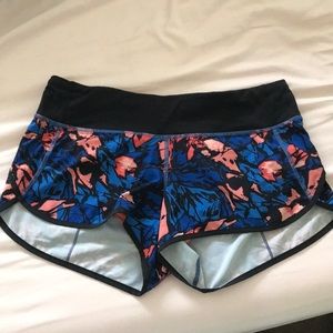 lululemon athletica Blue and Pink Abstract Print Athletic Shorts